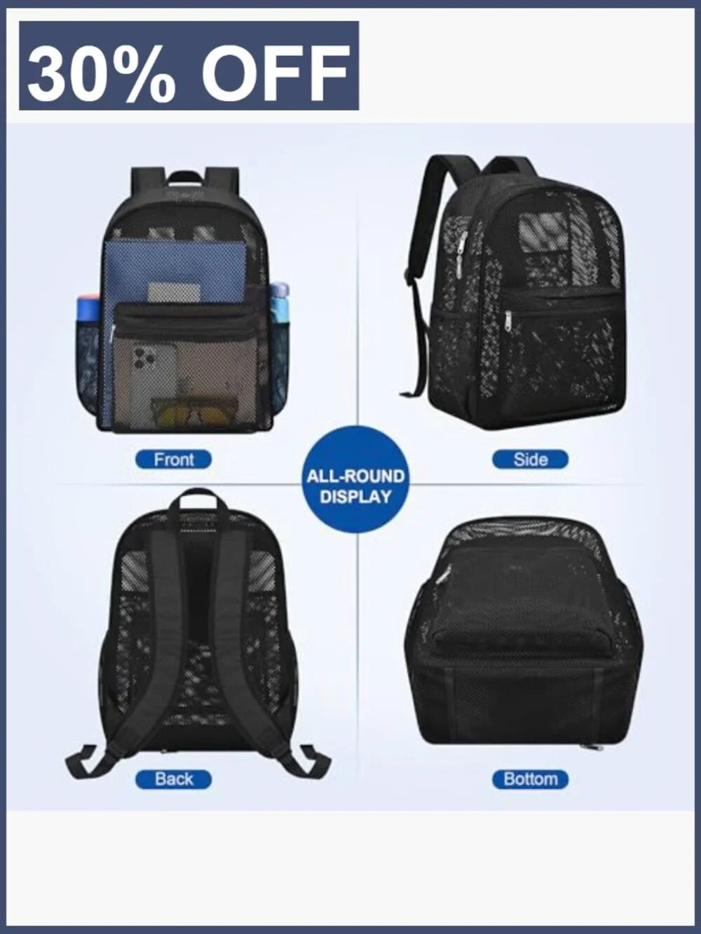 Semi-Transparent Mesh Backpack for School Sport Travel